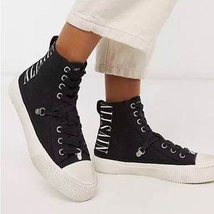 All Saints Elena Stamp Black High Top Sneakers